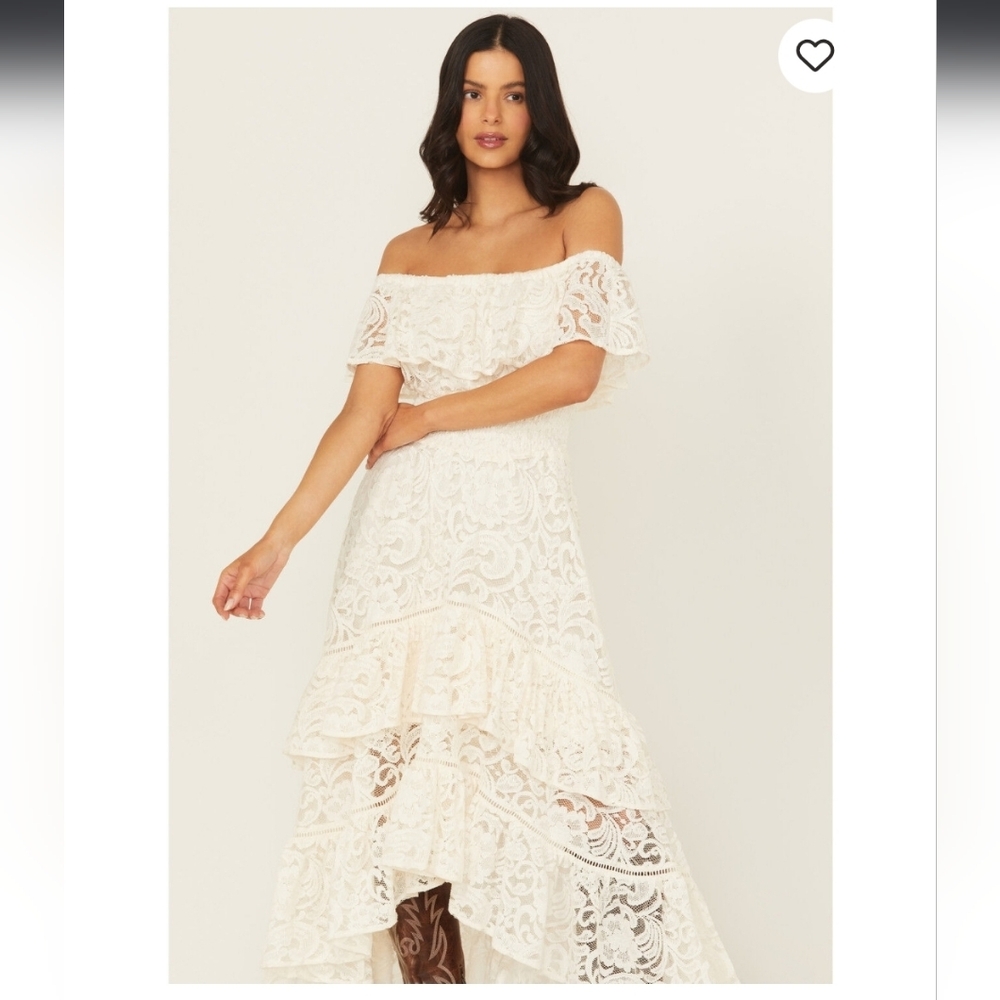 Shyanne Women's Lace off the shoulder Hi-low Dress
